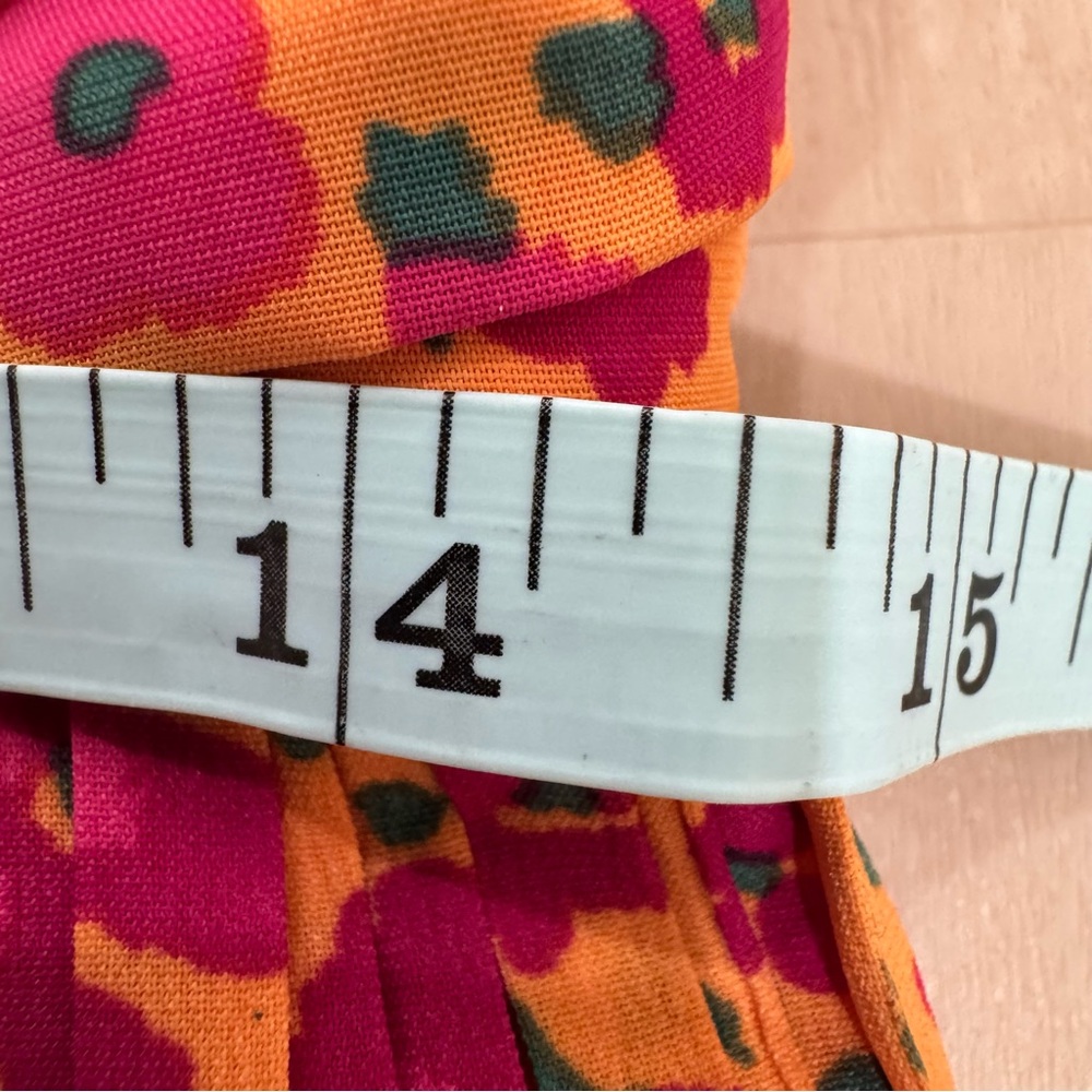 EUC Ivy City Co Bright Orange Pink Floral Pleated Dress Knee Length Women's 8 - Picture 12 of 14